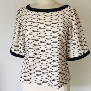 Anthropologie Cream and Black Bell Sleeve Blouse